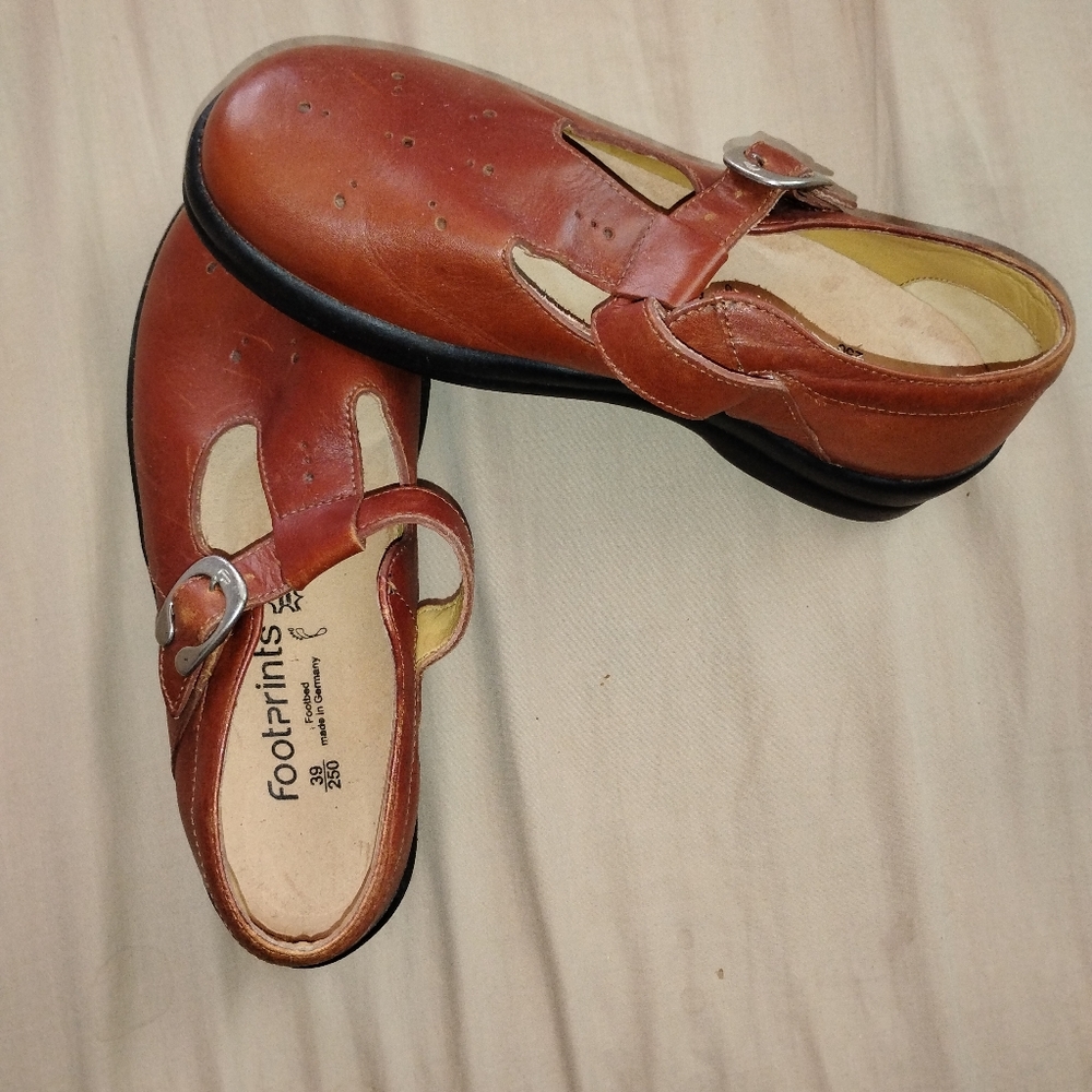Footprints Brown Leather Mary Jane Shoes